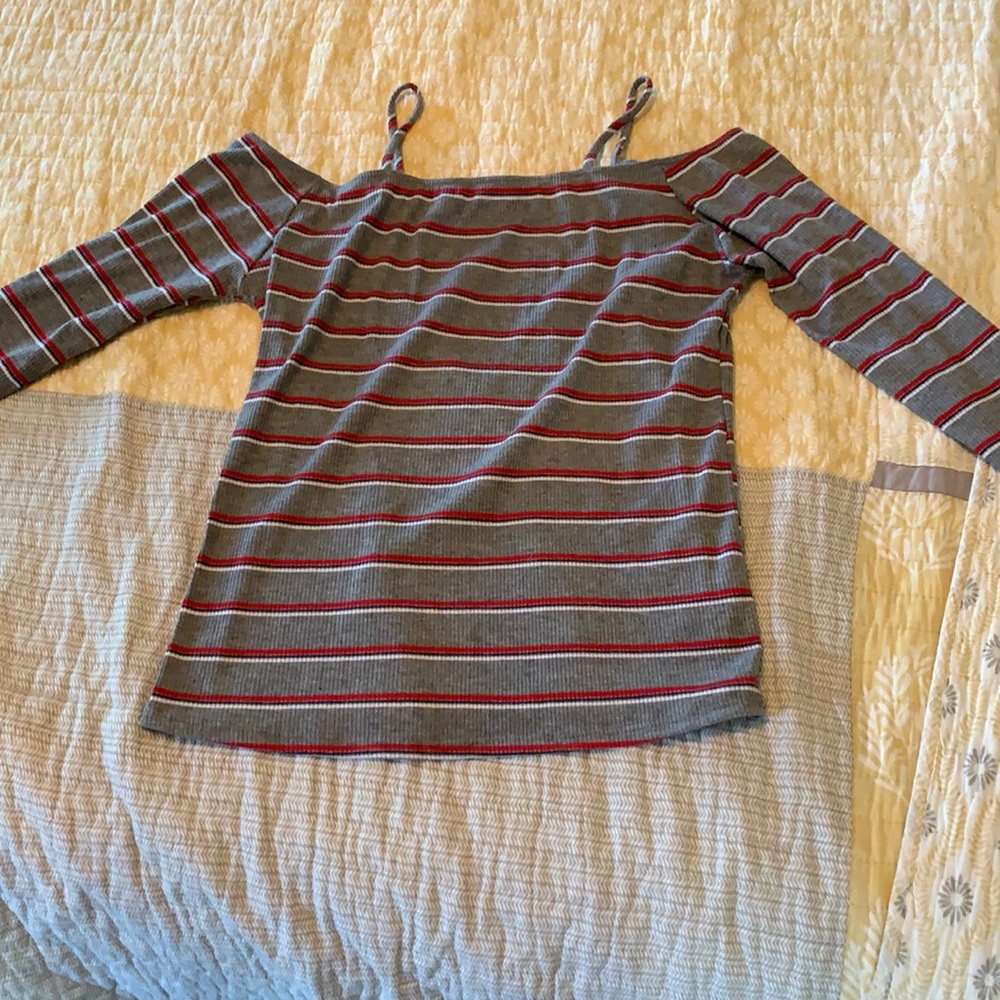 Cute long sleeved off the shoulder with straps shirt